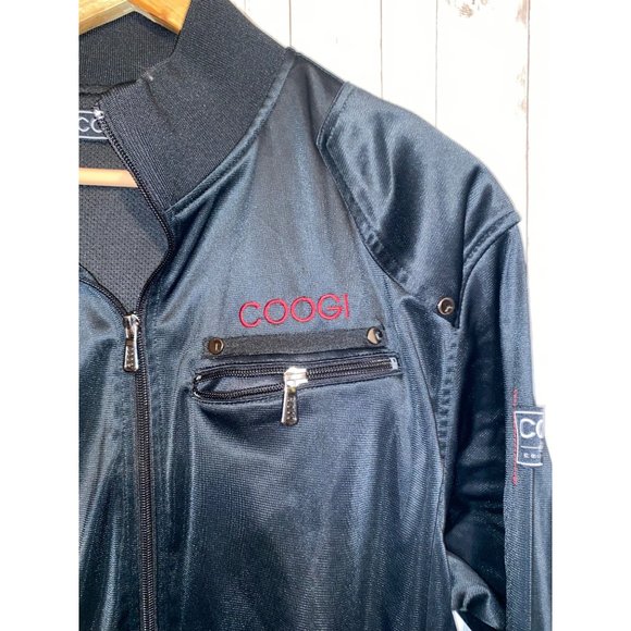 Men's Black Full Zip Coogi Signature Bomber Patch Jacket Coat Size XL Satin Feel - Picture 5 of 15